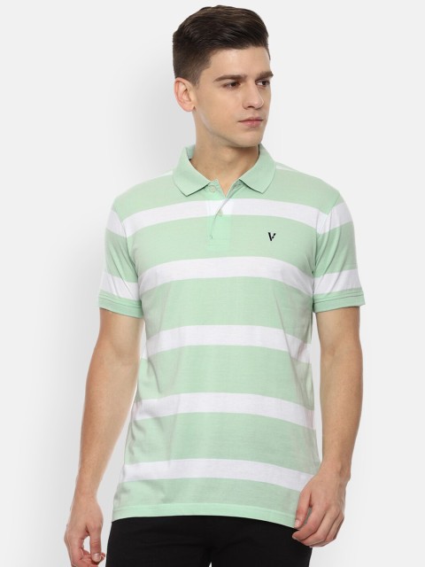 

Van Heusen Sport Men Green Striped Polo Collar Pockets T-shirt, Sea green