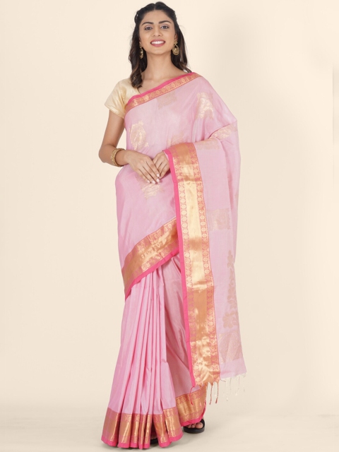 

Bangalore Silk Emporium Pink Woven Design Zari Art Silk Kanjeevaram Saree
