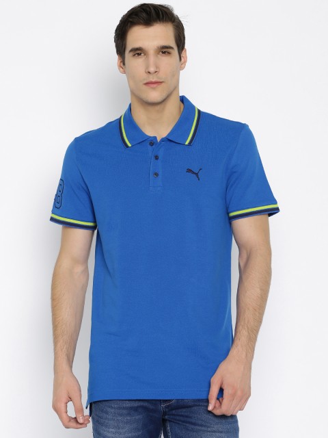 

Puma Men Blue Solid Polo Collar T-shirt