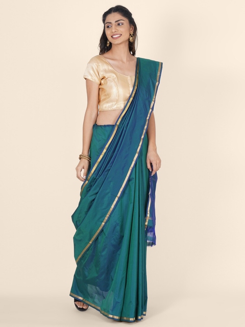 

Bangalore Silk Emporium Green & Blue Woven Design Zari Art Silk Kanjeevaram Saree