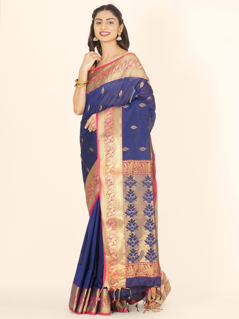 

Bangalore Silk Emporium Blue Woven Design Zari Art Silk Kanjeevaram Saree