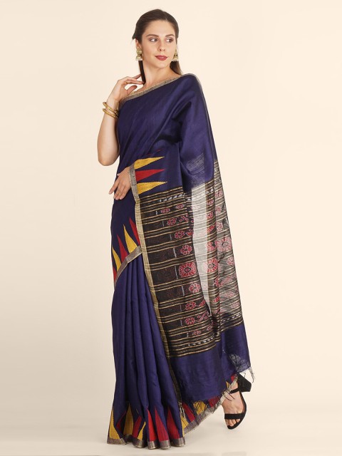 

Bangalore Silk Emporium Blue & Yellow Woven Design Zari Art Silk Kanjeevaram Saree