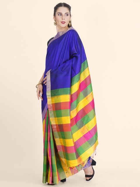 

Bangalore Silk Emporium Blue & Yellow Woven Design Zari Art Silk Kanjeevaram Saree