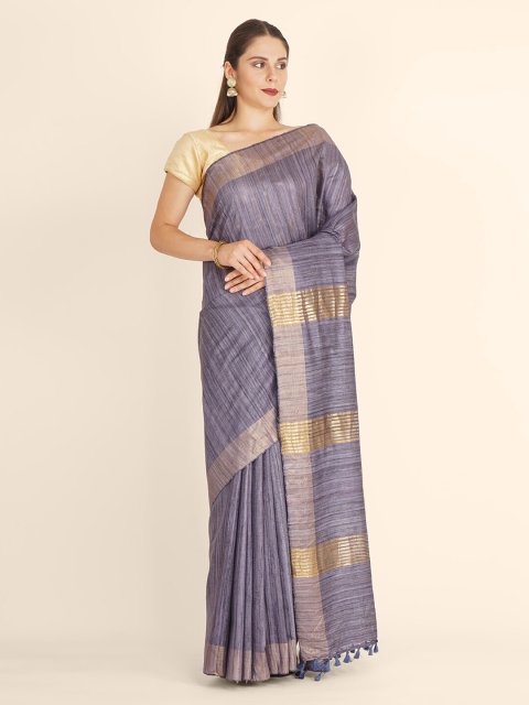 

Bangalore Silk Emporium Purple Linen Blend Kanjeevaram Saree