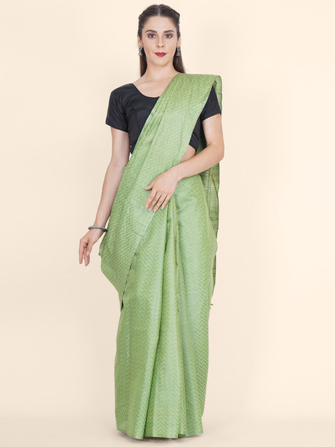 

Bangalore Silk Emporium Green Silk Blend Kanjeevaram Saree