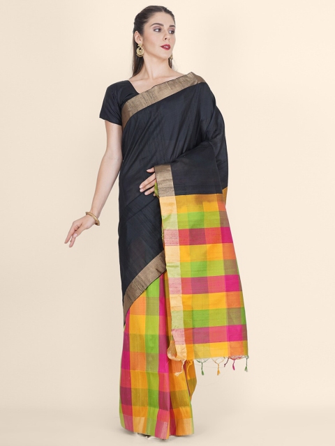 

Bangalore Silk Emporium Black & Green Woven Design Zari Art Silk Kanjeevaram Saree