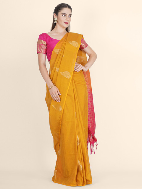 

Bangalore Silk Emporium Yellow Woven Design Art Silk Kanjeevaram Saree
