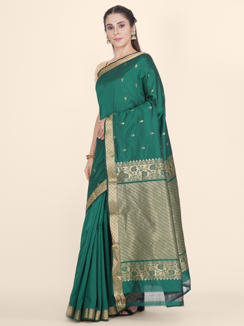 

Bangalore Silk Emporium Green Woven Design Zari Silk Blend Kanjeevaram Saree