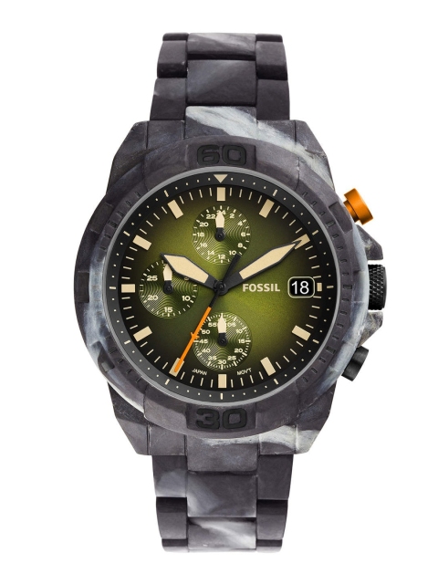

Fossil Men Green Patterned Dial & Black Straps Analogue Watch FS5854
