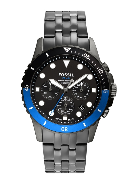 

Fossil Men Black Dial & Gunmetal Toned Stainless Steel Straps Analogue Watch FS5835, Grey