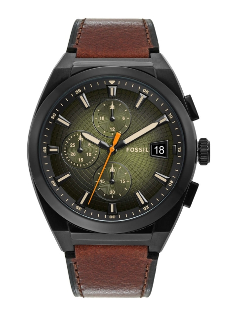 

Fossil Men Green Dial & Brown Leather Straps Analogue Watch FS5858