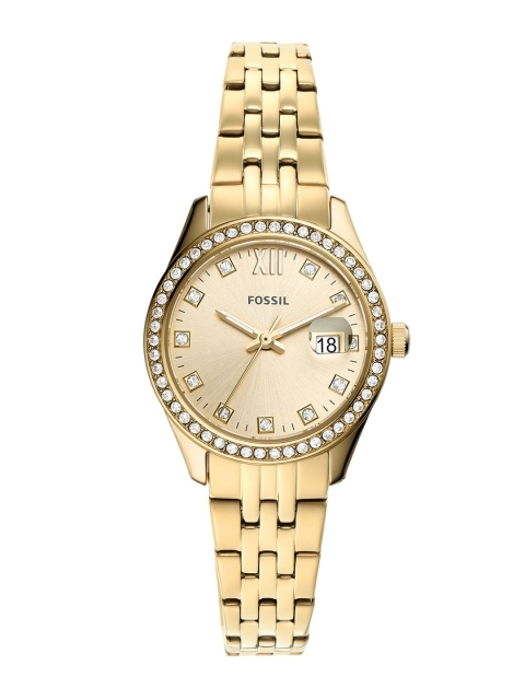 

Fossil Women Gold-Toned Embellished Dial & Gold Toned Straps Analogue Watch ES5037