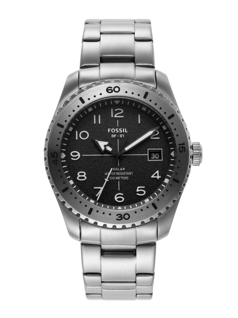 

Fossil Men Black Dial & Silver Toned Stainless Steel Straps Analogue Watch LE1134