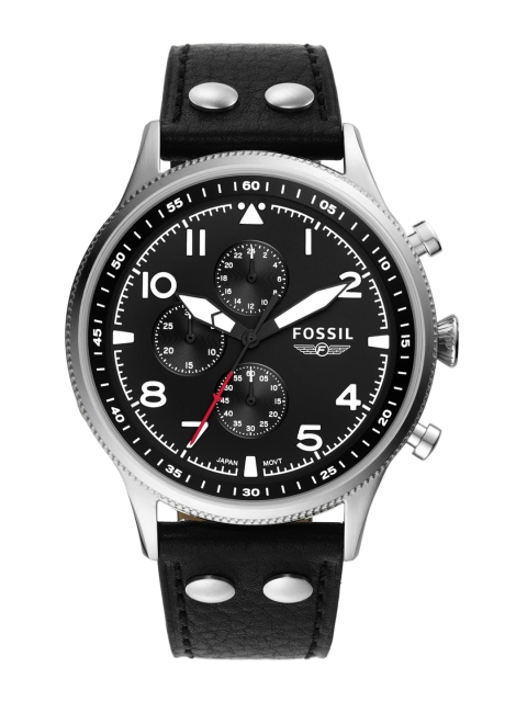 

Fossil Men Black Dial & Black Leather Straps Analogue Watch FS5806
