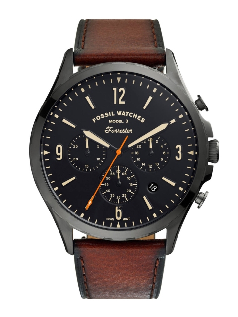 

Fossil Men Black Dial & Brown Leather Straps Analogue Watch FS5865
