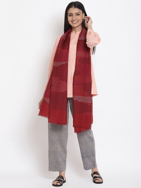 

Fabindia Women Red Striped Stole