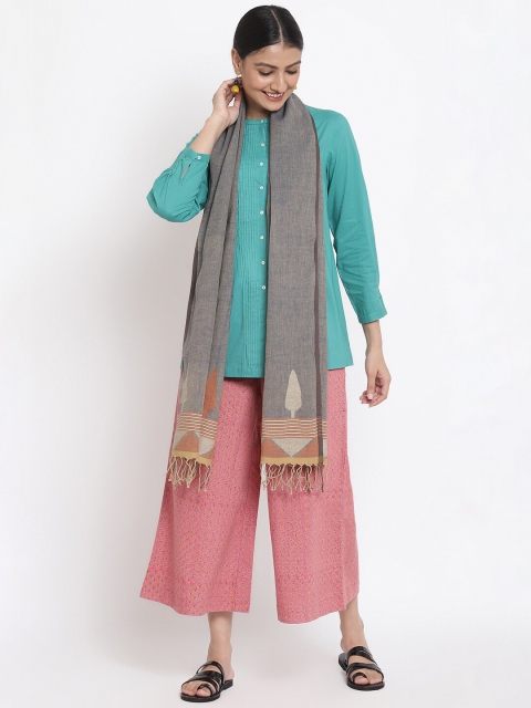 

Fabindia Women Grey & Brown Woven Design Stole