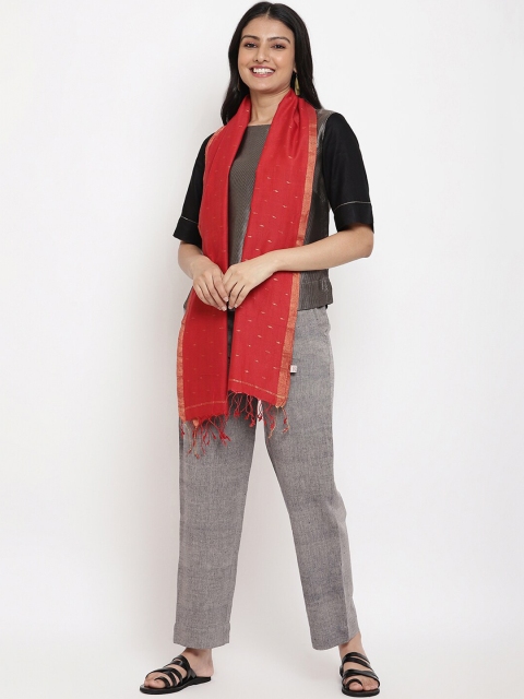 

Fabindia Women Red Woven Design Stole