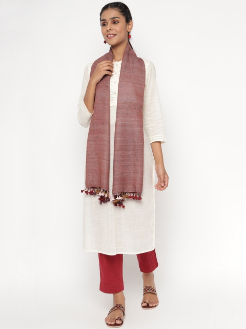 

Fabindia Women Pink Solid Silk Stole