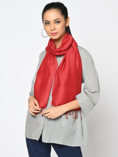 

Fabindia Women Red Solid Silk Stole