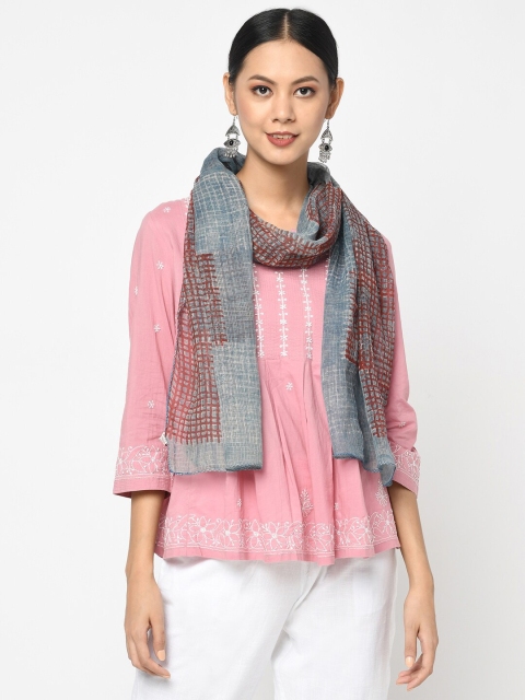 

Fabindia Women Grey & Red Printed Stole