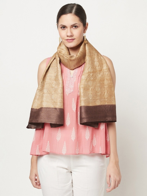 

Fabindia Women Yellow Tussar Silk Printed Stole