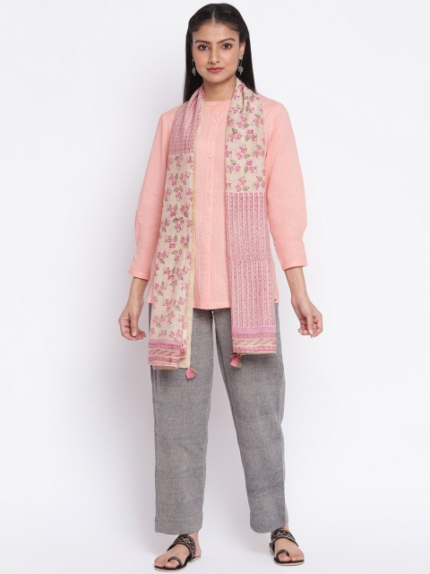 

Fabindia Women Beige & Pink Printed Stole