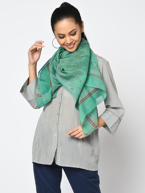 

Fabindia Women Green Printed Stole