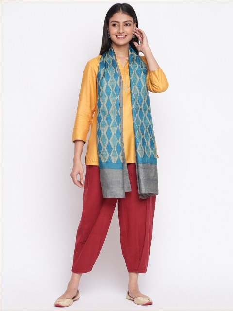 

Fabindia Women Teal & Grey Printed Stole
