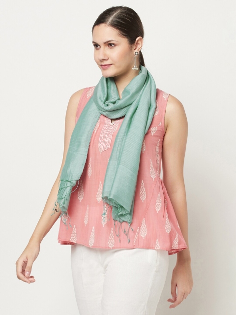 

Fabindia Women Green Woven Design Stole