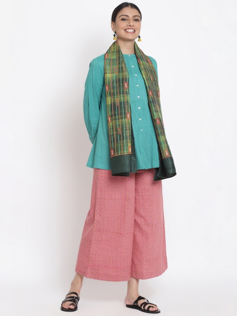 

Fabindia Women Green & Red Embroidered Stole