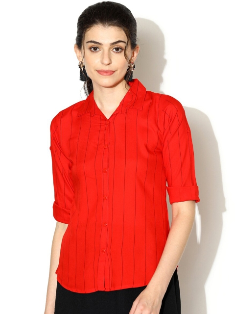 

V2 Value & Variety Women Red Opaque Striped Casual Shirt