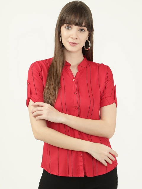 

V2 Value & Variety Women Red Opaque Striped Casual Shirt