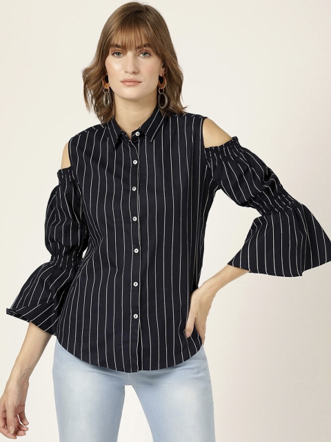 

V2 Value & Variety Women Navy Blue Opaque Striped Casual Shirt