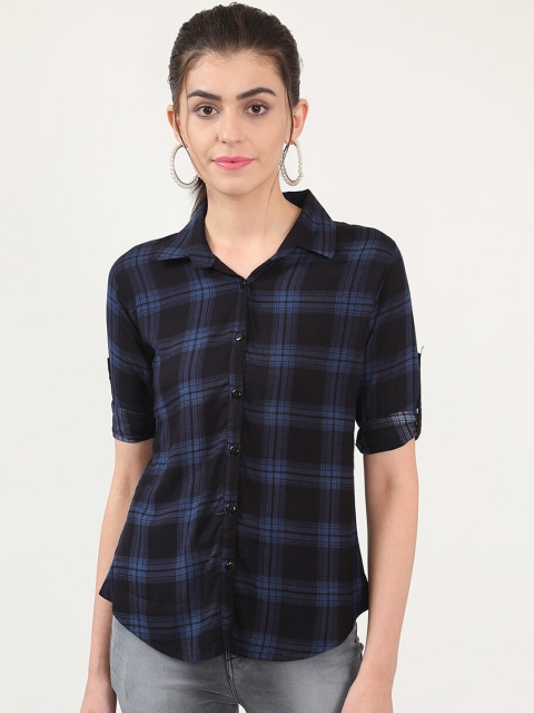 

V2 Value & Variety Women Blue Tartan Checks Opaque Casual Shirt