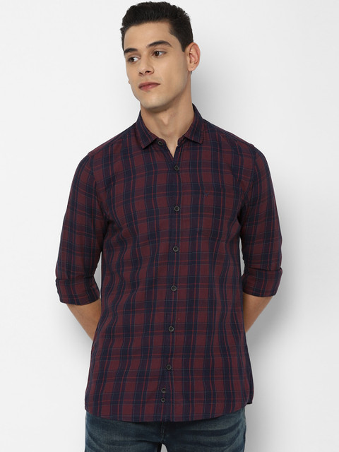 

Allen Solly Sport Men Maroon Tartan Checks Pure Cotton Checked Casual Shirt