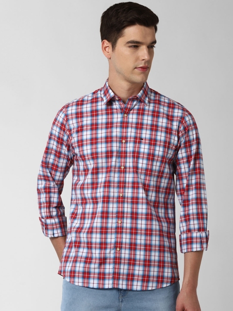 

Peter England Casuals Men Red Slim Fit Tartan Checks Opaque Checked Casual Shirt