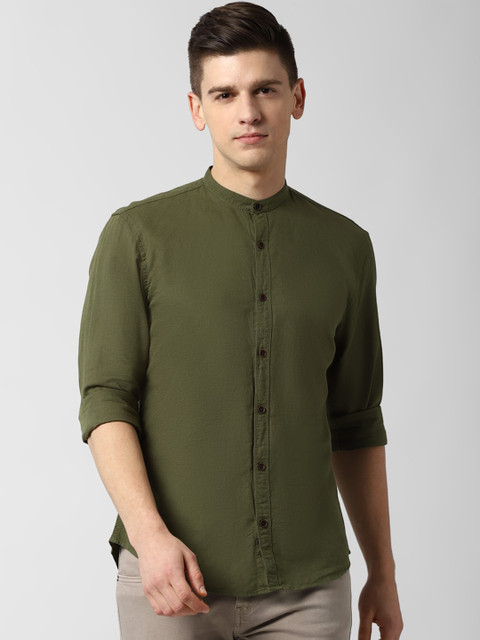 

Peter England Casuals Men Olive Green Slim Fit Opaque Casual Shirt