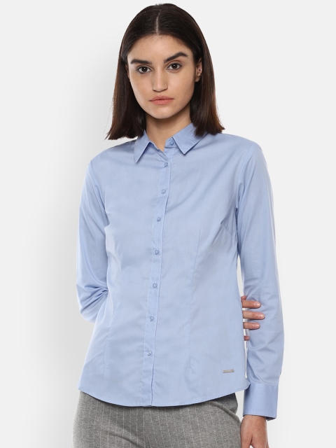 

Van Heusen Woman Women Blue Opaque Casual Shirt
