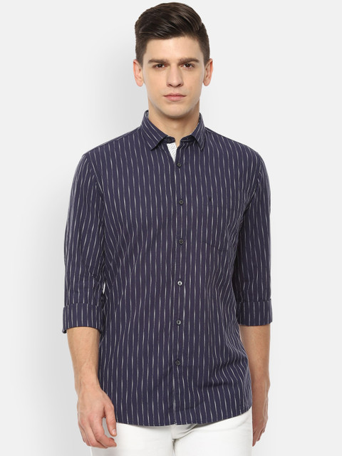 

Van Heusen Sport Men Navy Blue Slim Fit Opaque Striped Casual Shirt