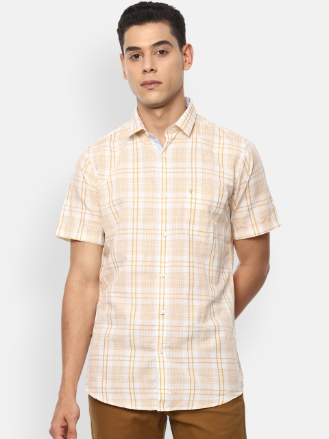 

Van Heusen Sport Men Yellow & White Slim Fit Opaque Checked Casual Shirt