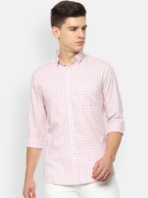 

Van Heusen Sport Men Peach Slim Fit Grid Tattersall Checked Casual Shirt