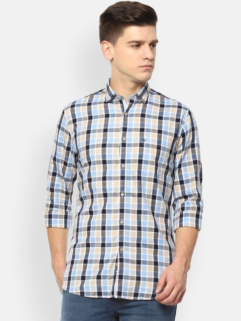 

Van Heusen Sport Men Blue & Black Slim Fit Opaque Checked Pure Cotton Casual Shirt