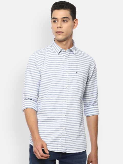

Van Heusen Sport Men Blue Slim Fit Horizontal Stripes Opaque Striped Casual Shirt