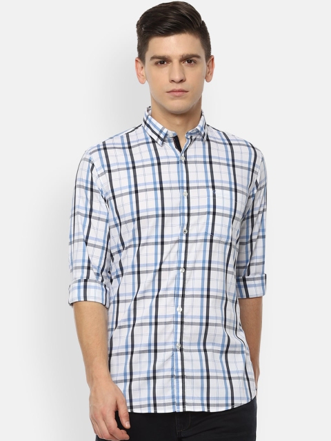 

Van Heusen Sport Men White & Blue Tartan Checked Slim Fit Casual Shirt