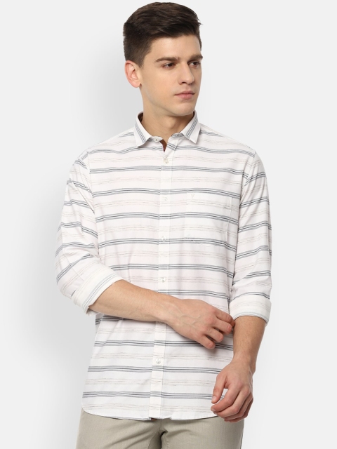 Van Heusen Sport Men Beige Slim Fit Horizontal Stripes Opaque Striped Casual Shirt