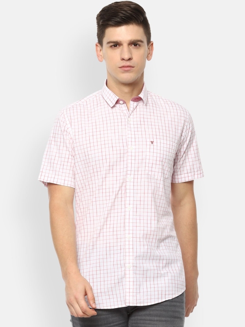 

Van Heusen Sport Men White & Red Slim Fit Opaque Checked Pure Cotton Casual Shirt