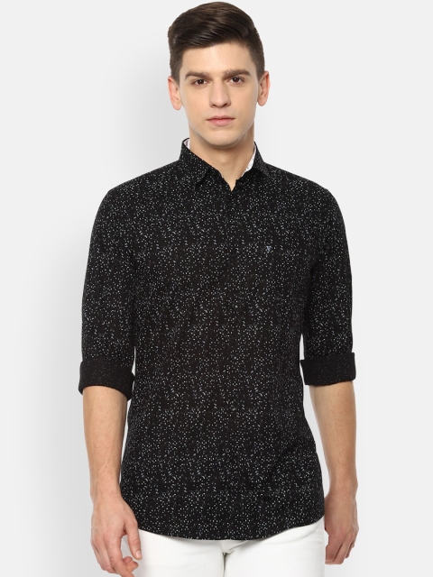 

Van Heusen Sport Men Black & White Slim Fit Opaque Printed Pure Cotton Casual Shirt