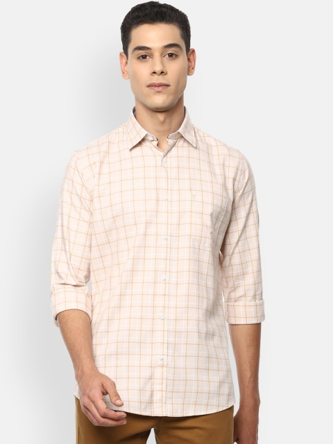 

Van Heusen Sport Men Beige & White Slim Fit Opaque Checked Pure Cotton Casual Shirt