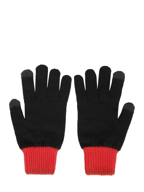 

Kosha Women Black & Red Woolmark Certified Touchscreen Merino Wool Gloves